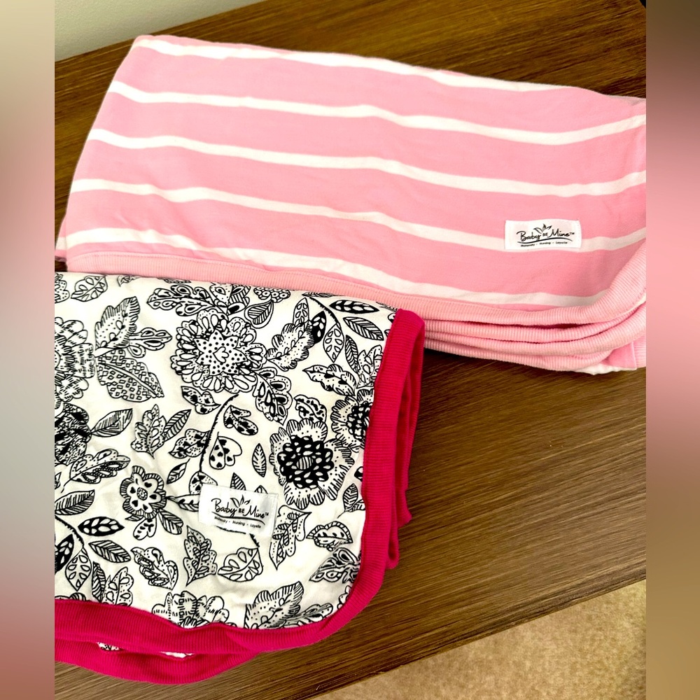 Baby Be Mine Swaddle Blankets and One Matching Knotted Hat